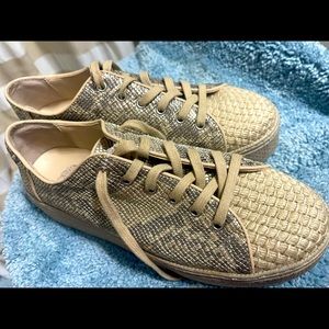 Size 8.5 gold snake print sneakers